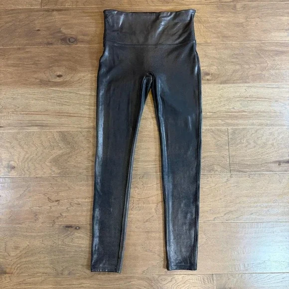 SPANX Faux Leather Leggings High Waist Black L/G